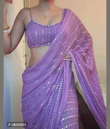 Gullak Georgette Woven Saree With Unstitched Blouse Piece ( Lavender )