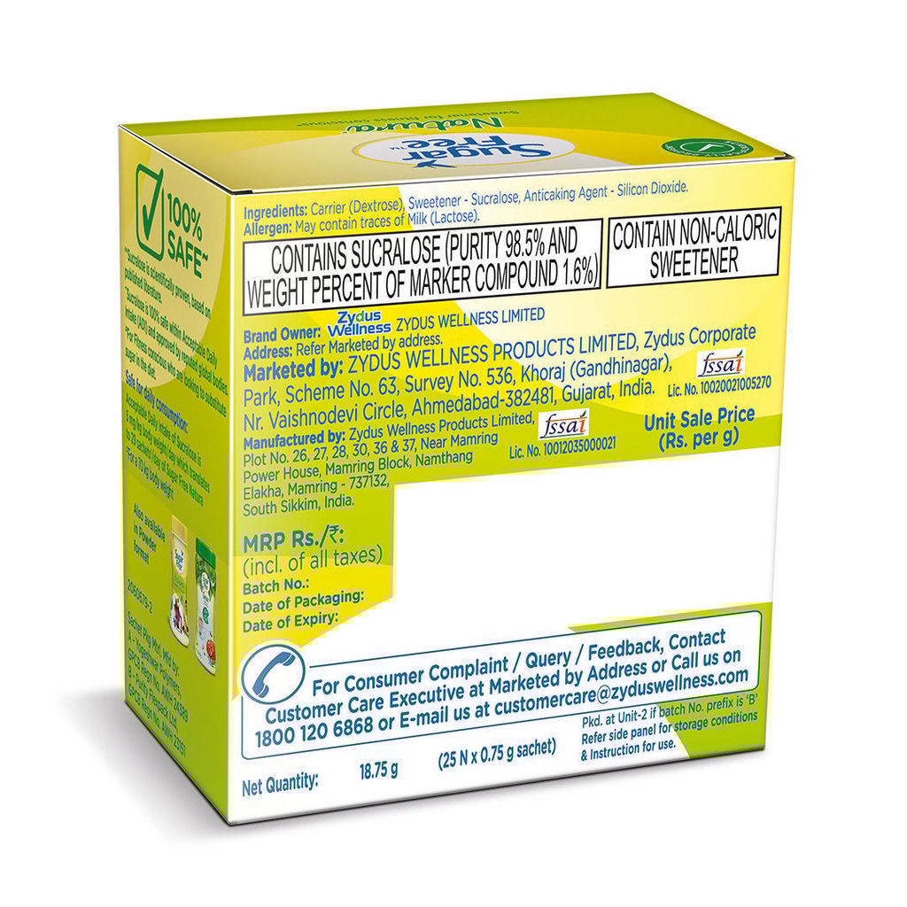 Sugar Free Natura, 25 Sachet |100% Safe| Scientifically Proven & Tested|Sweet like Sugar but with zero calories|