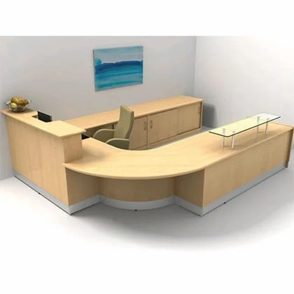 U Shaped Designer Reception Table, For Office, With Storage
