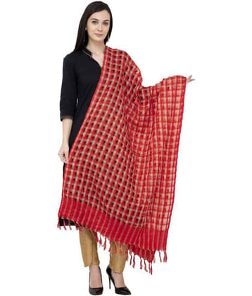 A R Silk Red Cotton Hand Painted Dupatta - Single