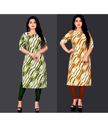 VACHHARAJ GROUP Crepe Printed A-line Women's Kurti - Yellow,Green ( Pack of 2 )