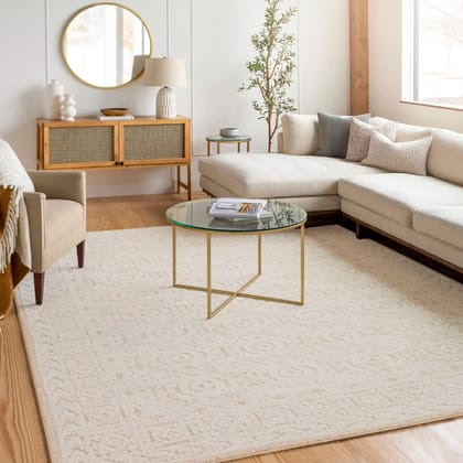 Hand Loomed Louvre Beige Wool Rug