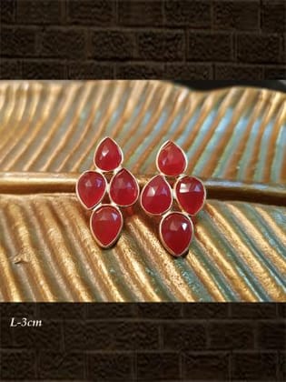 Sterling Silver Red onyx  briolette and Red onyx  checker earrings