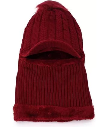 Zacharias - Maroon Woollen Women's Cap ( Pack of 1 )