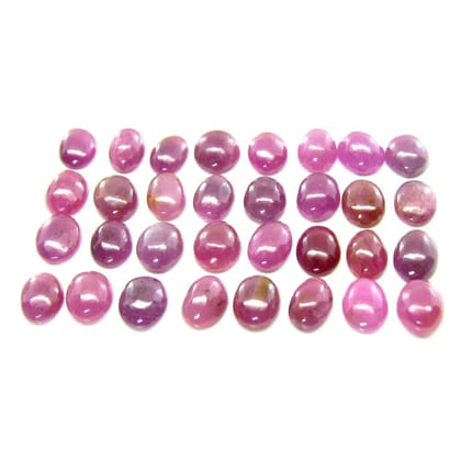 50Ct 45pc Lot 6X5mm - 6.8X5.8mm Natural Ruby Oval Cabochone Gemstones