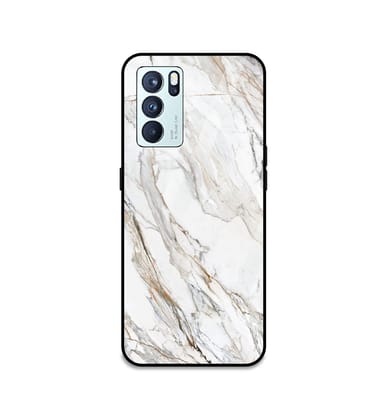 White Marble - Glass Case For Oppo Models-Oppo F15