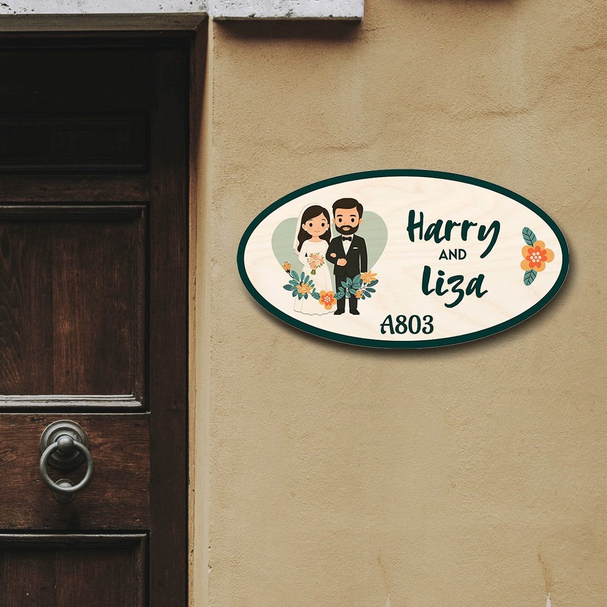 Christian Couple Theme Name Plate-Couple Name Plate