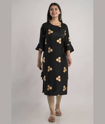 MAUKA - Black Rayon Women's Straight Kurti ( Pack of 1 )