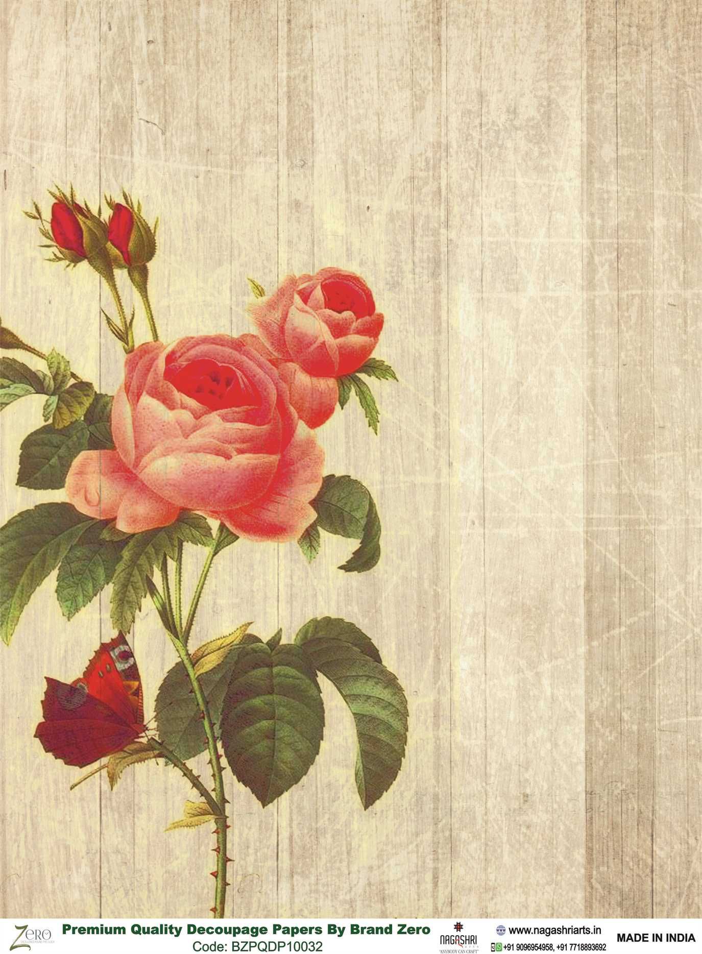 Brand Zero Premium Quality Decoupage Paper Pack of Two - Design Code: BZPQDP10032