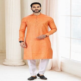 Raivat Ethnic Orange Colour Silk Kurta Pajama 2170