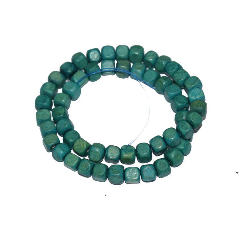 Painted Wooden Beads for Jewelry Making , BWWB-58-Per Packet of Approx 219 Pcs / 9X9 MM / Teal