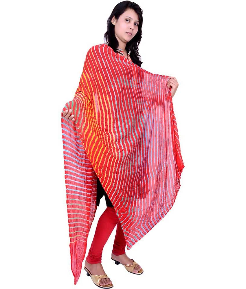 onas Red Georgette Leheria Dupatta