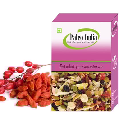 Paleo India 250gm Dried Goji Berries| 100% Natural No Additives| Premium Goji berry| High in Vitamin C & Fiber| Premium Quality for Snacking