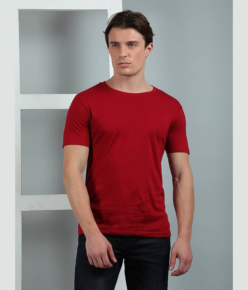 Dollar Cotton Regular Fit Solid Half Sleeves Men's Round T-Shirt - Purple ( Pack of 1 )