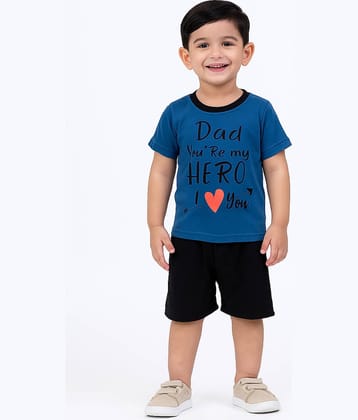 RELANE Pack of 1 Boys Cotton Blend T-Shirt & Shorts Set ( Blue )