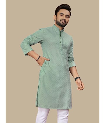 YUG ART Light Green Cotton Mens Regular Kurta ( Pack of 1 ) - None