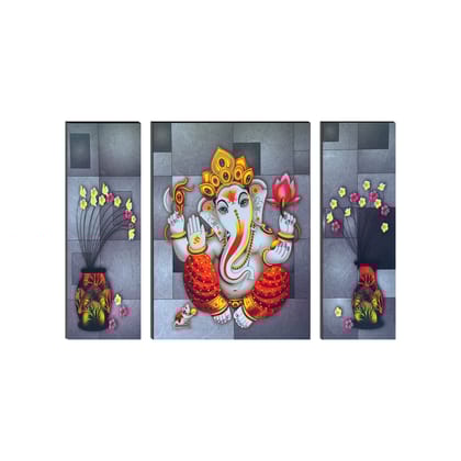 6MM MDF Set of 3 Lord Ganesha Satin Matt Texture UV Art Painting