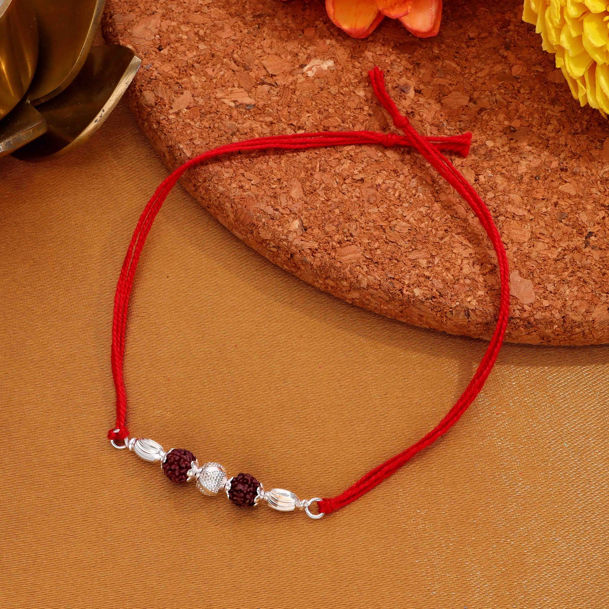 Shiv Blessings Silver Rakhi-None / Silver