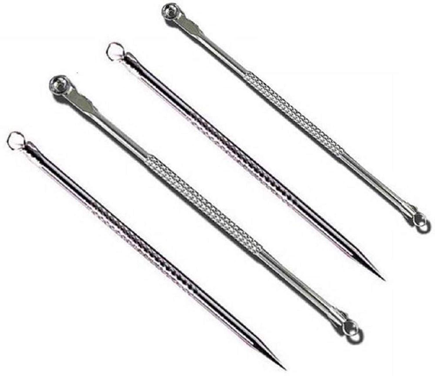 Elecsera Stainless Steel Blackhead Remover Needle Two Round & Two Pointed Tip (Pack Of 4)