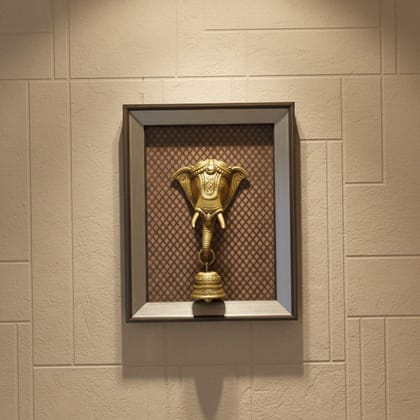 Brass Ganesh Wall Hanging Frame for Pooja Room & Decor, Height : 17 Inch (BSMAS1899 D)