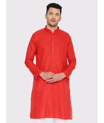 Maharaja - Red Cotton Blend Men's Regular Kurta ( Pack of 1 )