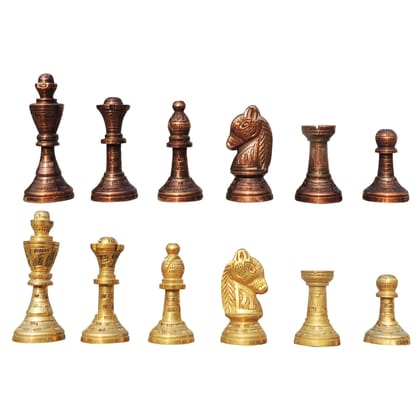 Brass Chess Set | Luxury Handmade Board Game, Height : 3.5 Inch (BSMAS363 B)
