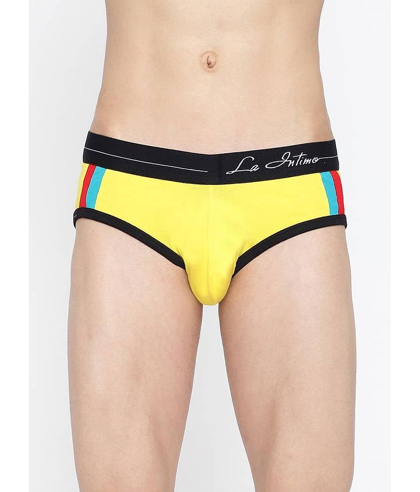 La Intimo Pack of 1 Cotton Briefs For Men's ( Yellow )