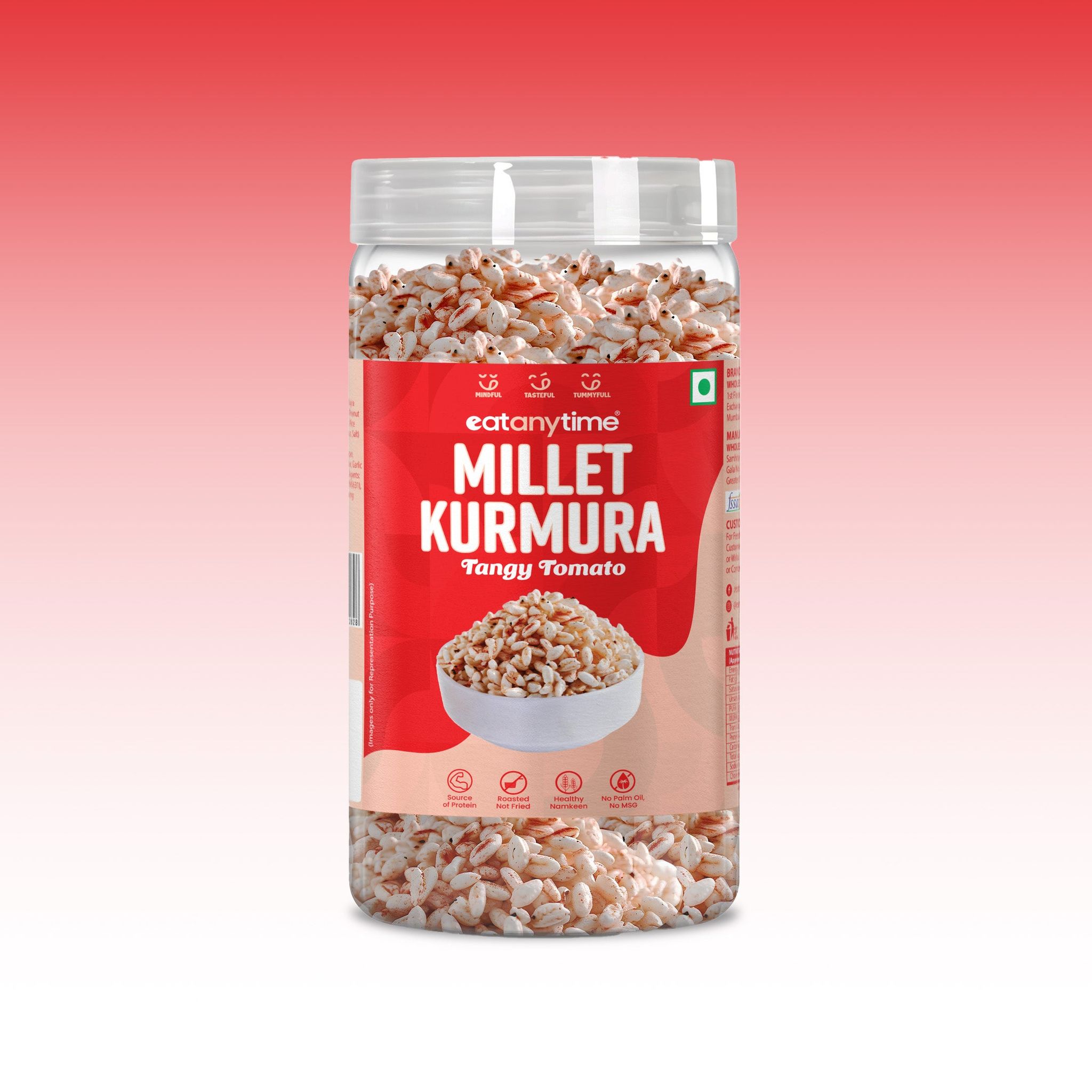 Tangy Tomato Millet Kurmura - Roasted | Protein-Packed | No Palm Oil | 125g