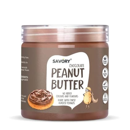 Savory Chocolate Peanut Butter (400g) | Made with Finest Roasted Peanuts | No Added Colors or Flavors | High in Protein | Cholesterol Free, Trans Fat Free & Keto Friendly | Ready to Eat