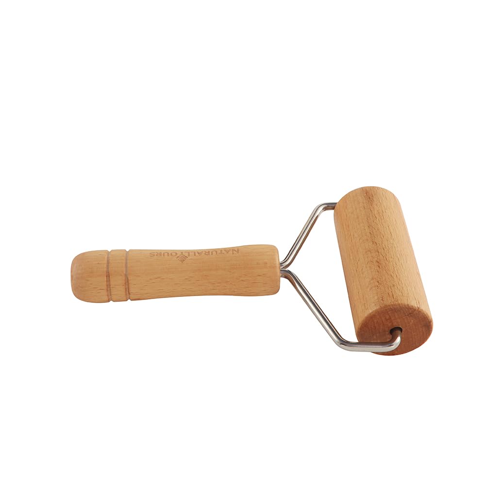 NATURALLYOURS WOODENWARES Wooden Pizza Roller (L-19 CMS X W-9.7 CMS)