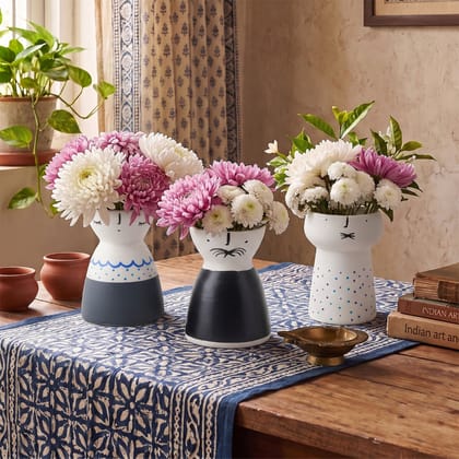 Him Ceramic Flower Vase [Pack Of 1] (5 Inches x 4 Inches)