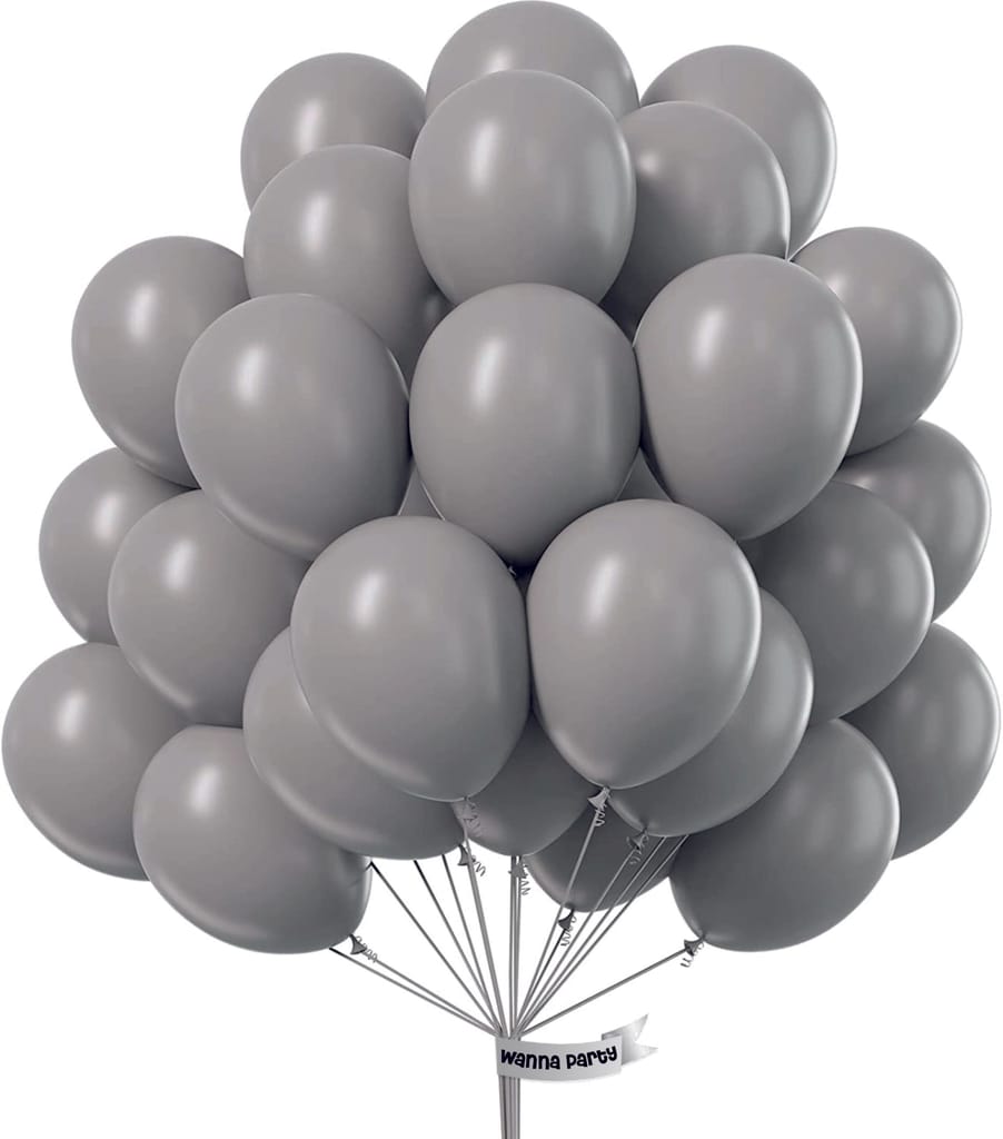 Matte Grey Color Balloons 10 inch - 50 PC - Party and Festive Needs | Buy online on ZillyBuy