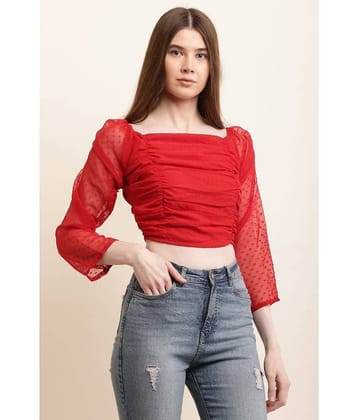 JC4U Women's Crepe Crop Top ( Red )