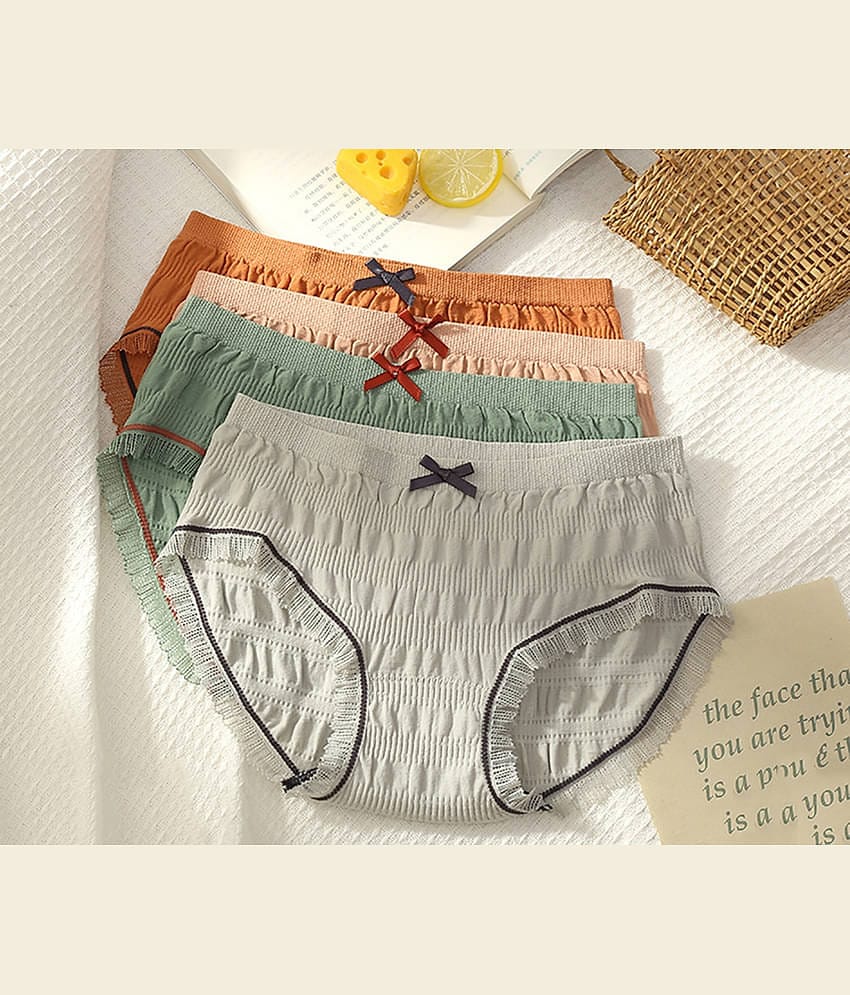 3Mads Pack of 4 Nylon Hipster For Women ( Multicolor5 )