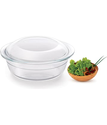 Treo by Milton 1700 Ovensafe Deep Round Borosilicate Glass Casserole, 1 Piece, 1675 ml, Transparent | Microwave Safe | OTG Safe | Freezer Safe | Dishwasher Safe
