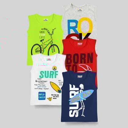 KUCHIPOO Boys Sleeves less T-Shirts-1-2 YEARS