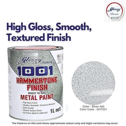 1001 Hammertone High-Gloss Metal Paint | Ideal for Metal Almirahs, Pipes, Machinery, Coolers, Steel Cupboards, & Woods & More | 500ml - Silver Ash 1001 Hammertone High-Gloss Metal Paint | Ideal for Metal Almirahs, Pipes, Machinery, Coolers, Steel Cupboards, & Woods & More | 500ml - Silver Ash