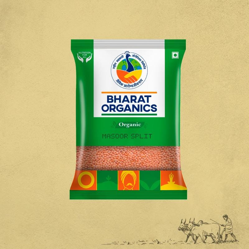 Organic Unpolished Masoor Dal Split - Bharat Organics