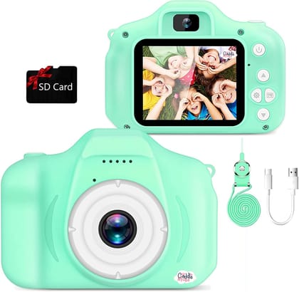 CADDLE & TOES Toys for 4+ to 15 Years Old Kids Boys/Girls, Kids Digital Camera, Children Digital Video Toddler Camera, Christmas Birthday Gift for Boys Age 4+ 5 6 7 8 9 (Aque Green with SD Card) CADDLE & TOES Toys for 4+ to 15 Years Old Kids Boys/Girls, 