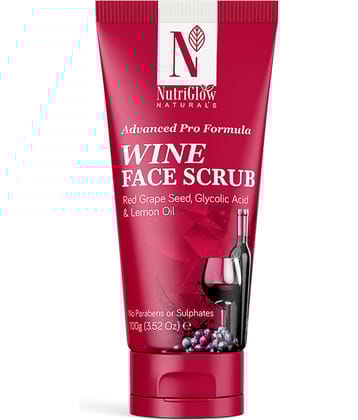 NutriGlow NATURAL'S Advanced Pro Formula Wine Face Scrub for All Skin Type, Skin Lightening with Lemon Oil, 100gm