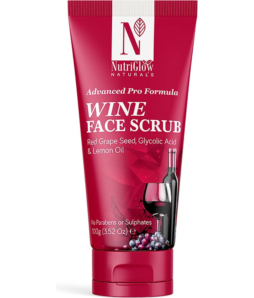 NutriGlow NATURAL'S Advanced Pro Formula Wine Face Scrub for All Skin Type, Skin Lightening with Lemon Oil, 100gm