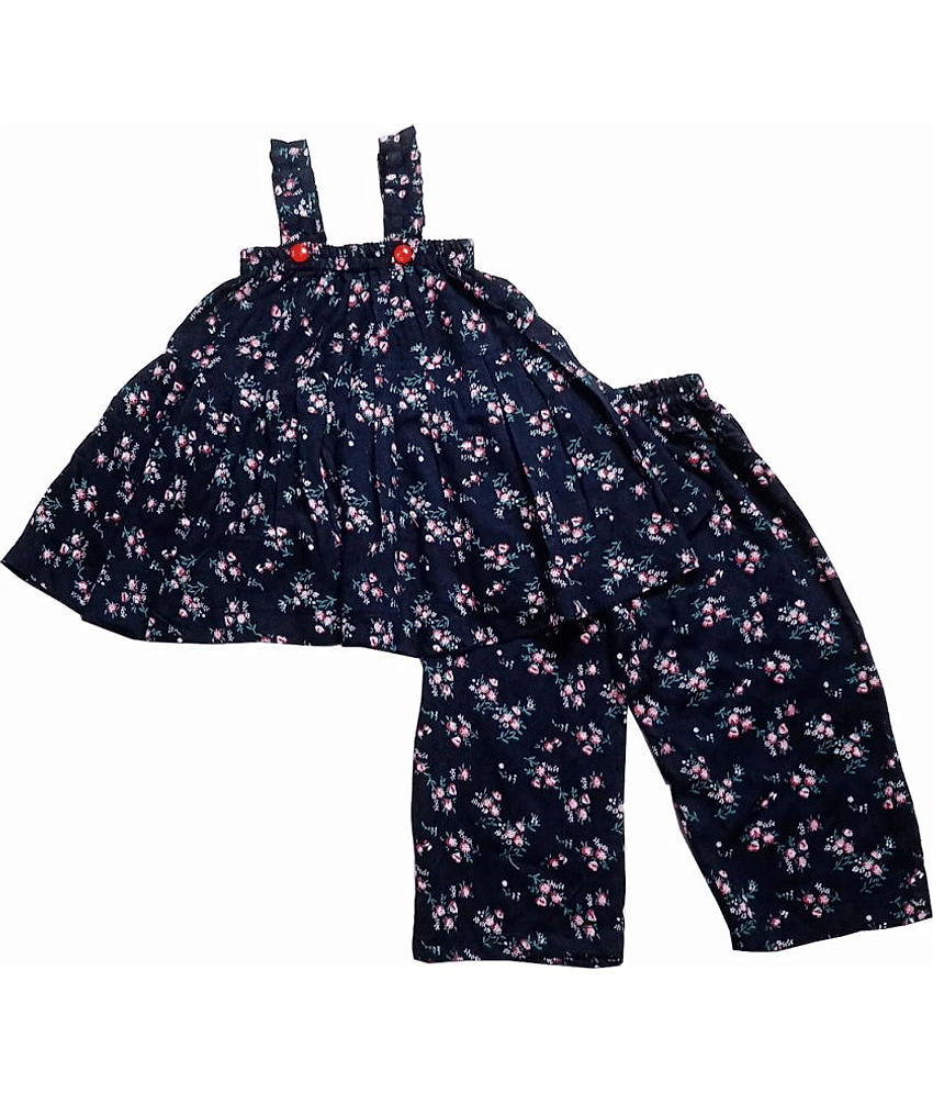 harshvardhanmart.com Pack of 1 Baby Girls 100% Cotton Top & Shorts ( Navy Blue )
