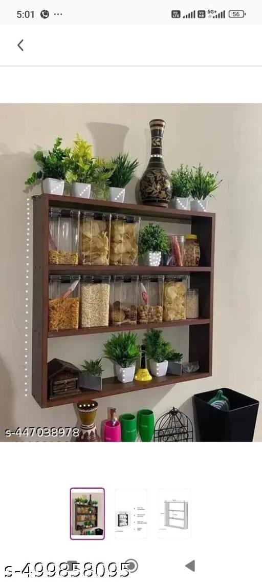 ROCKSWOODCAFE Wall Shelves For Kitchen / Jar Stand (MDF, 3 Shelves)