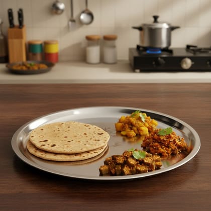 Pure Stainless Steel Dinner Plate for Home & Restaurant (SMAS079 C)