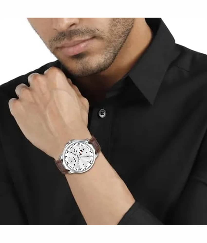 HMXT Brown Leather Analog Men's Watch