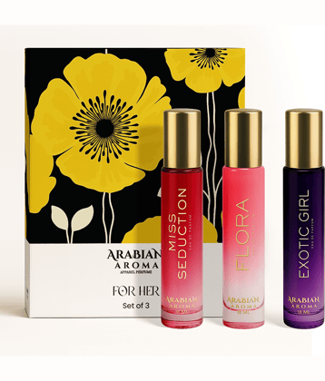 Arabian Aroma Perfume Set for Her – Miss Seduction, Flora & Exotic Girl – Eau De Parfum 18ml Each