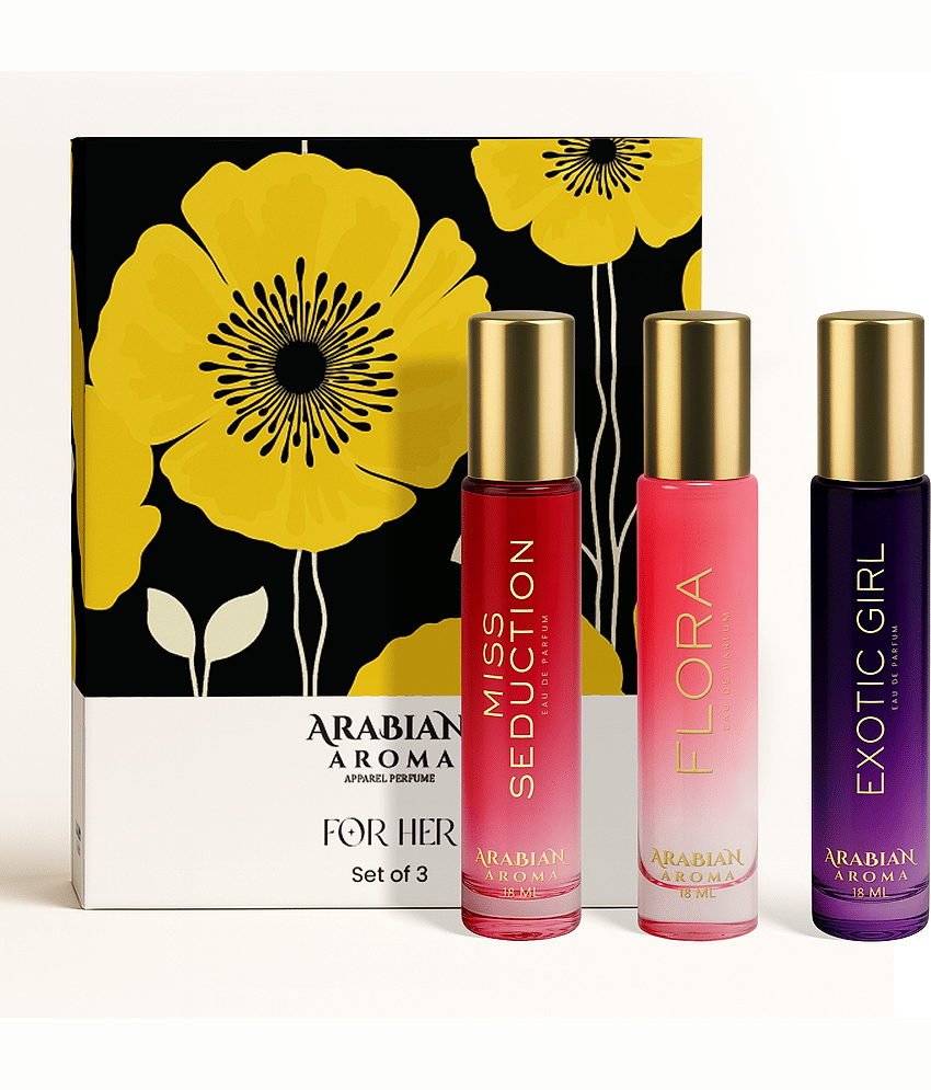 Arabian Aroma Perfume Set for Her – Miss Seduction, Flora & Exotic Girl – Eau De Parfum 18ml Each