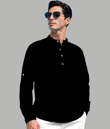UNI VIBE Cotton Blend Plain Regular Kurta For Men ( Black )