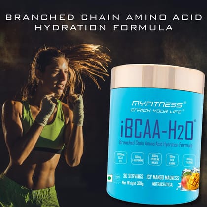 Myfitness BCAA Powder 5000mg | iBCAA H2O | 30 Servings | BCAA Supplement for Men & Women | Pre Workout & Intra Workout Supplement + Amino Acids | 300g