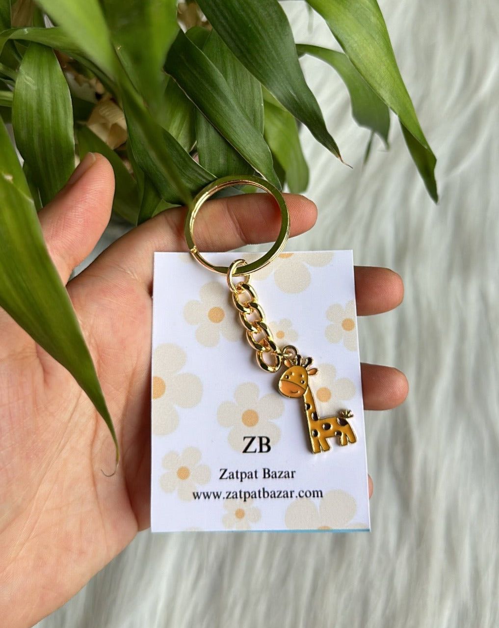 Yellow Giraffe Charm Keychain
